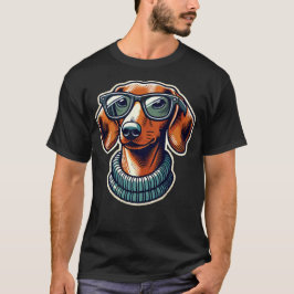 グラスアートポップ・アートのスタイル付き犬 Tシャツ