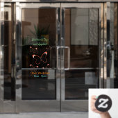 グラスウィング蝶の漫画イラストレーション ウィンドウサイン (オフィスドア)