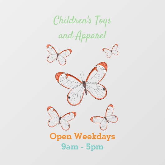 グラスウィング蝶の漫画イラストレーション ウィンドウサイン (シート)