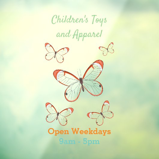 グラスウィング蝶の漫画イラストレーション ウィンドウサイン (シート3)