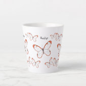 グラスウィング蝶の漫画イラストレーション カフェラテマグ (正面)