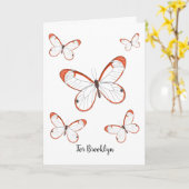 グラスウィング蝶の漫画イラストレーション カード (黄色い花)