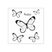 グラスウィング蝶の漫画イラストレーション ラバースタンプ (インプリント)