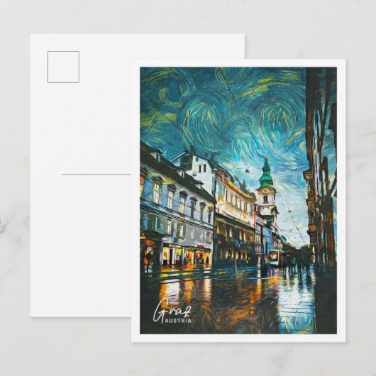 グラスオーストリアビューティフル油絵を描ランドスケープ ポストカード (正面/裏面)