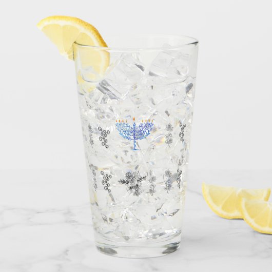 グラスカップ(ユダヤ教)メノラー花ヴィンテージスタイル タンブラーグラス (アイス正面)