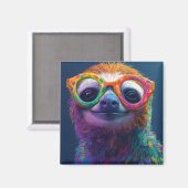 グラスカラフル付きスロースおもしろいイラストレーション マグネット (正面/裏面)