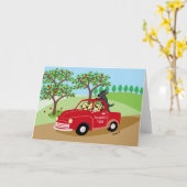 グラスクノールファームラブラドール&レッドトラック カード (黄色い花)