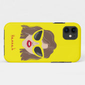 グラスクールイエロー名前をカスタムする付きブルネット Case-Mate iPhoneケース (裏面(横))