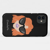 グラスクールブラック名前をカスタムする付き赤頭 Case-Mate iPhoneケース (裏面(横))