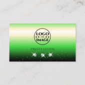 グラスグリーンブラックグラデーション輝く宝石ロゴの追加 名刺 (正面)