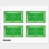 グラスグリーン製品ラベル(金ゴールド枠とロゴ付き) 長方形シール (シート)