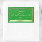 グラスグリーン製品ラベル(金ゴールド枠とロゴ付き) 長方形シール (バッグ)