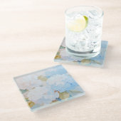 グラスコアスター、アジサイ（水彩色） ガラスコースター (アングル)