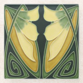 グラスコースター – アールヌーボーフローラ ガラスコースター (正面)