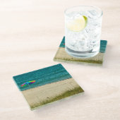 グラスコースター – サンディビーチ ガラスコースター (アングル)