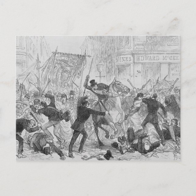 グラスゴーにおけるアイルランドの家庭統治の暴動， c.1880s ポストカード (正面)