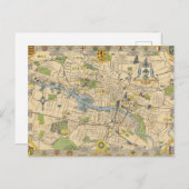 グラスゴーの地図 ポストカード (正面/裏面)