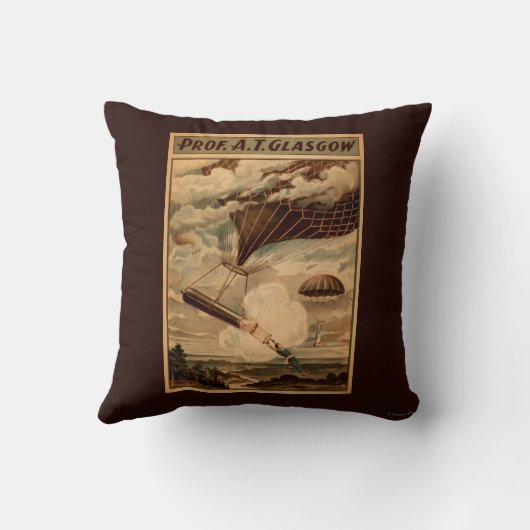 グラスゴーの熱気の気球のサーカスの劇場ポスター クッション (裏面)