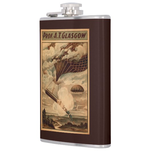 グラスゴーの熱気の気球のサーカスの劇場ポスター フラスク (左)