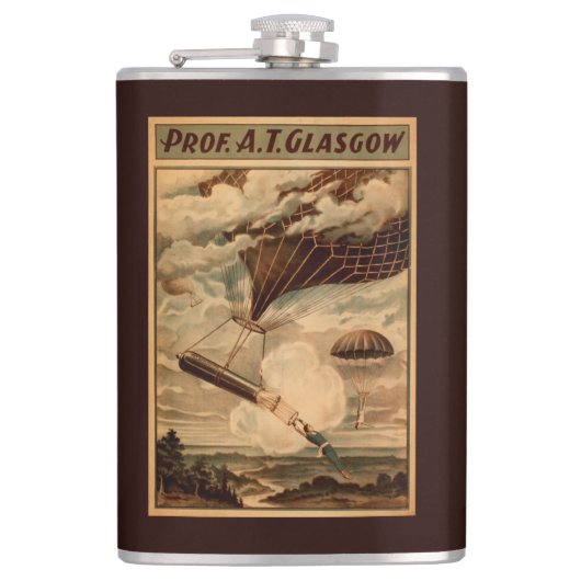 グラスゴーの熱気の気球のサーカスの劇場ポスター フラスク (正面)