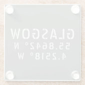 グラスゴースコットランド緯度と経度 ガラスコースター (裏面)