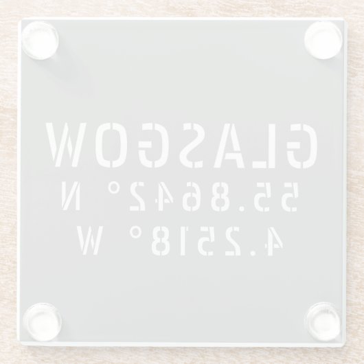 グラスゴースコットランド緯度と経度 ガラスコースター (裏面)