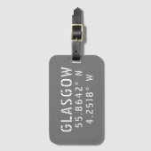 グラスゴースコットランド緯度と経度 ラゲッジタグ (正面縦)