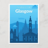 グラスゴースコットランドUKヴィンテージトラベルイラストレーション ポストカード (正面)