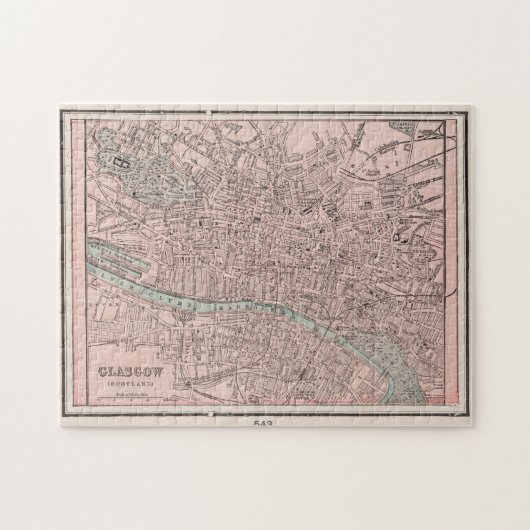 グラスゴーヴィンテージの地図(1901年) ジグソーパズル (横)
