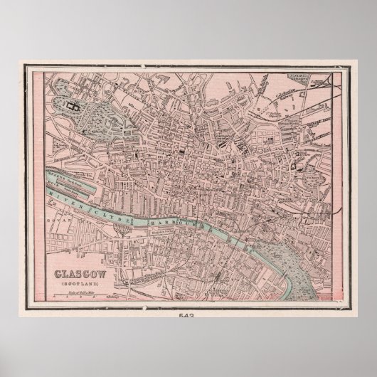グラスゴーヴィンテージの地図(1901年) ポスター (正面)