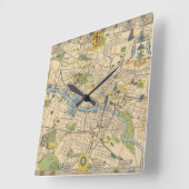 グラスゴー、イギリスの地図 スクエア壁時計 (傾斜)