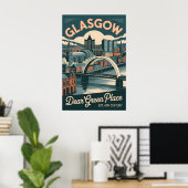 グラスゴー スコットランド レトロ風景 旅行 ポスター (ホームオフィス)