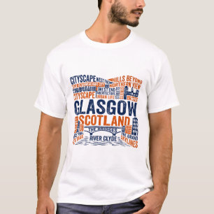 グラスゴー スコットランド 都市スカイライン クライド川 Tシャツ