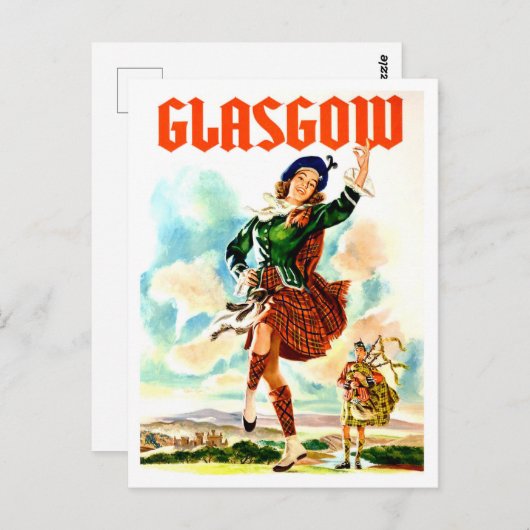グラスゴー、踊りの女の子の民族衣装、ヴィンテージ ポストカード (正面/裏面)
