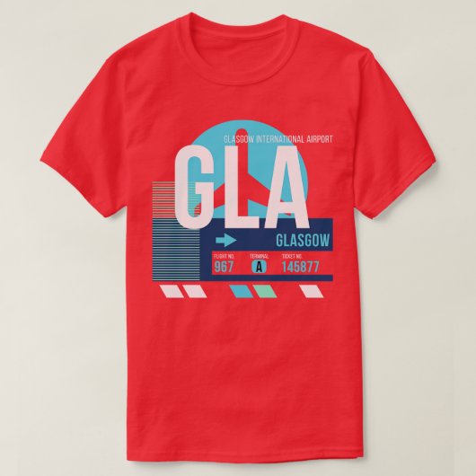 グラスゴーGLA空港コード手荷物ラベル Tシャツ (デザイン正面)