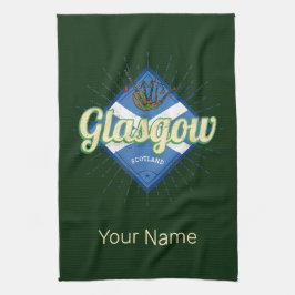 グラスゴーUKシティスコットランドレトロバグパイズヴィンテージ キッチンタオル