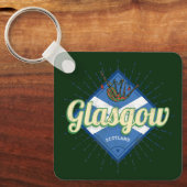 グラスゴーUKシティスコットランドレトロバグパイズヴィンテージ キーホルダー (正面)