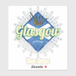 グラスゴーUKシティスコットランドレトロバグパイズヴィンテージ シール
