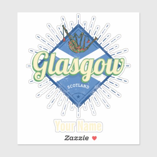 グラスゴーUKシティスコットランドレトロバグパイズヴィンテージ シール (シート)