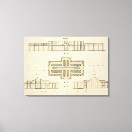 グラスショースの立面図と平面図、' キャンバスプリント (正面)