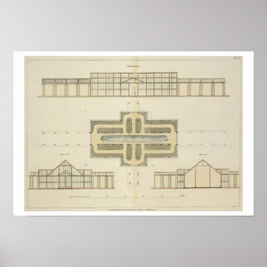 グラスショースの立面図と平面図、' ポスター (正面)