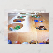 グラスストーン付き木カラフル製マンカラヤード ポストカード (正面/裏面)