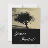 グラストンベリー・ホーソーン。丘の上の木。セピア色。 招待状 (正面)