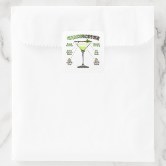 グラスパーカクテルレシピアート スクエアシール (バッグ)