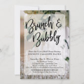 グラスフラワーフォトブランチ&バブリー手書き 招待状 (正面)