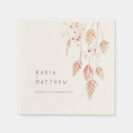 グラスベリー水のカラースケッチ秋の結婚式 スタンダードカクテルナプキン