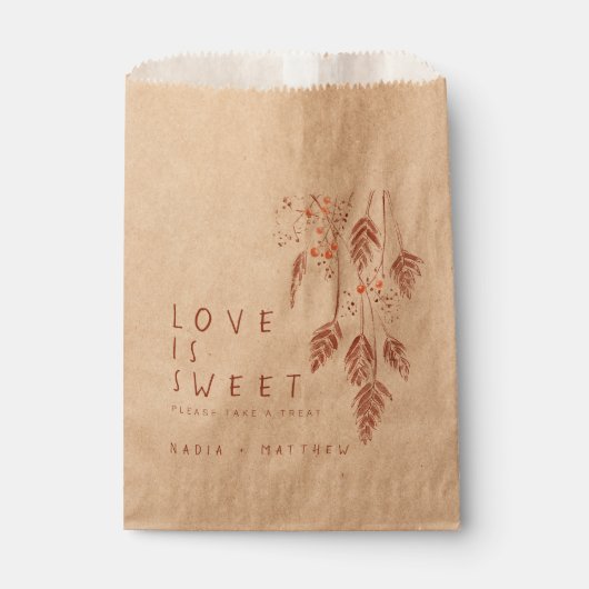 グラスベリー水のカラースケッチ秋の結婚式 フェイバーバッグ (正面)