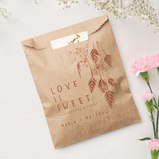 グラスベリー水のカラースケッチ秋の結婚式 フェイバーバッグ (封をした状態)