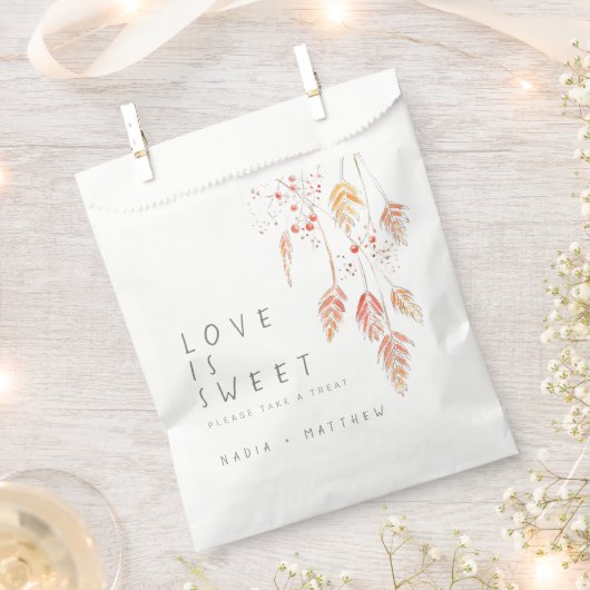 グラスベリー水のカラースケッチ秋の結婚式 フェイバーバッグ (クリップ留めされた状態)