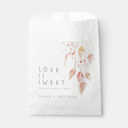 グラスベリー水のカラースケッチ秋の結婚式 フェイバーバッグ (正面)